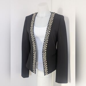 TRINA TURK Black Ponte Jacket With Studded Trim Detail; Size 6